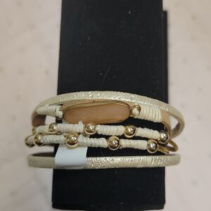 Francesca's Anastasia Ivory and Gold Tone Five Strand Bracelet
